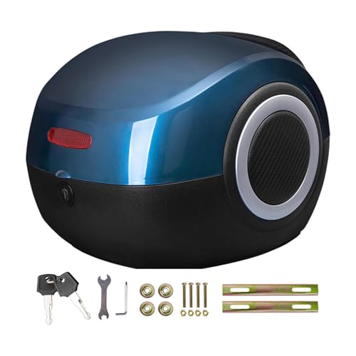 WWERTYY Bauletto Scooter Universale Moto Adventure Bauletto Top Case Posteriore Baule Moto 35L Bagaglio per Moto con Serratura di Sicurezza Valigia Moto con Schienale Blue