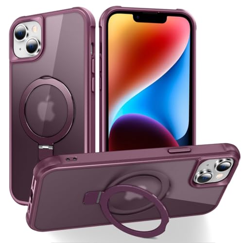 CHAOFEnG Compatible with iPhone 14 Case with Stand, Burgundy