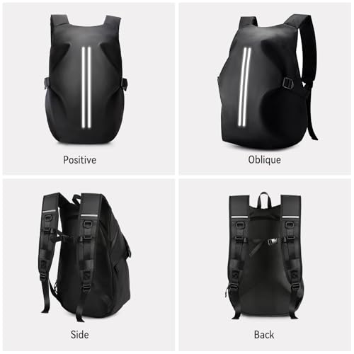 Miniatura 7 de Hyc00 Mochilas De Motocicleta Para Hombres Mujer, Mochila Para Casco Impermeable Bolsa Reflectante Para Casco De Motocicleta Mochila De Viaje De Gran Capacidad Para Cascos De Moto Bicicleta,Negro S
