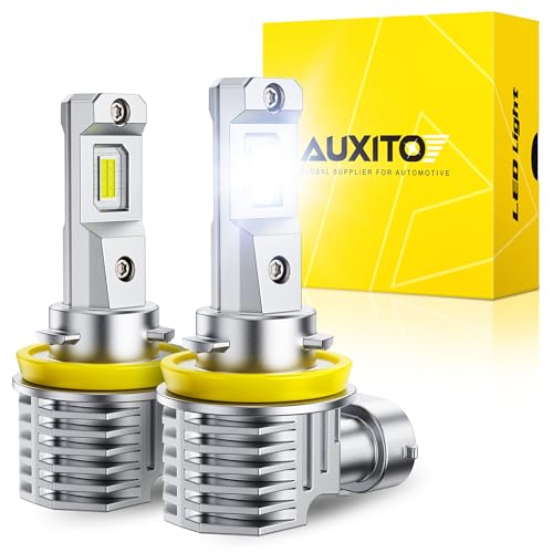 AUXITO H11 H16 H8 LED Fog Light Bulbs 6500K White 1200% Brightness 40,000LM Mini Size H11 LED Fog Lights or DRL Upgrade, Non-polarity, Play and Plug (Pack of 2)