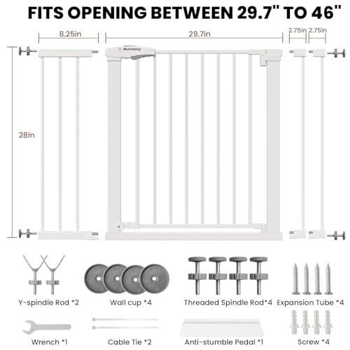 Image of Mumeasy Baby Gate for Stairs, 29.7-46 inch Walk Through Dog Gate Indoor