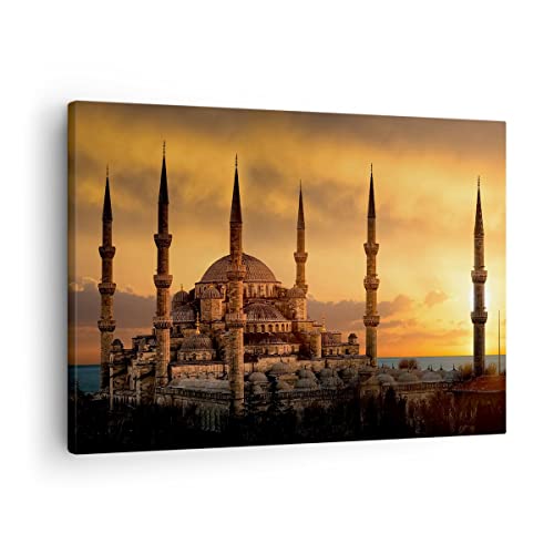 Impression sur toile - Image sur Toile - Un élément - Coucher de soleil istanbul dinde voyage - 70x50cm - Decoration murale - Encadrée - Tableau Mural - Tableaux pour la mur - Moderne - AA70x50-2846