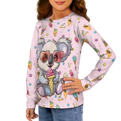 Long Sleeve Shirts for Toddler Girls Crewneck Graphic T-Shirt All-Season Thin Tops Clothes 3-16Y4