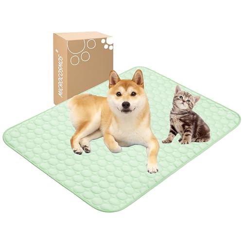 MICROCOSMOS Summer Cooling Mat & Sleeping Pad- Water Absorption Top, Materials Safe, Easy Carry, EZ Clean. Keep Cooling for Pets, Kids and Adults.(Green, 40" x28")
