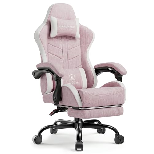 Image of GTPLAYER Gaming Chair for Adults, Computer Chair with Footrest, Pink | Ergonomic Video Game Chair with 90-155 Recline, Removable Headrest & Lumbar Support, All-Day Comfort for Home & Office