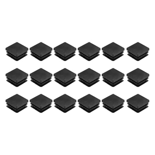 Image of uxcell 18Pcs Square Plastic Plugs, 28 x 28mm /1.1 x 1.1inch PE Pipe Tubing End Caps for 28-30mm /1.1-1.2inch Square Tube Furniture Chair Leg, Black