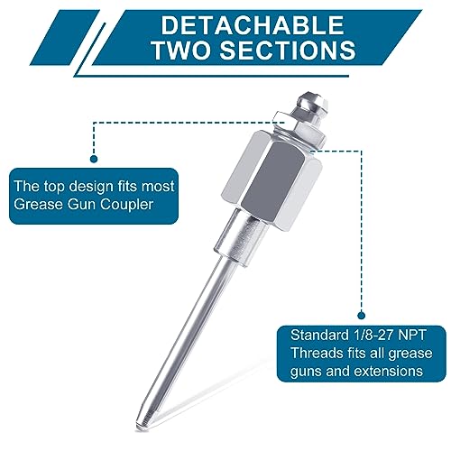 TOYMIS Fettnadeldüse, 0,3cm Airbrush Nadeldüse mit Gehärtetem Stahlkopf Schmalem Nadel Schmieradapter mit Gewinde zum Schmieren von Spül und Hydraulikarmaturen