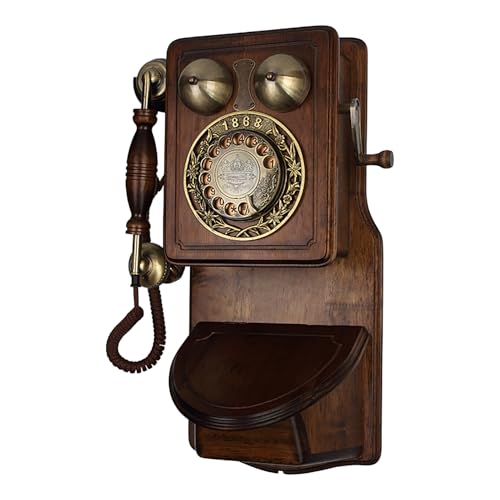 Teléfono de pared vintage, timbre mecánico con cable antiguo para decoración de cocina, oficina, estilo europeo con función de remarcación