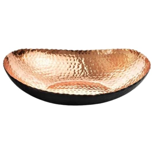 Monarch Abode Decorative Bowl, Modern Fruit Bowl, Metal Hand-Hammered Bowl Decor, Black/Copper Finish,3.5 quarts