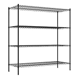 QUIET BOOK Commercial NSF Listed Black Epoxy Stationary Wire Shelving Kit 24