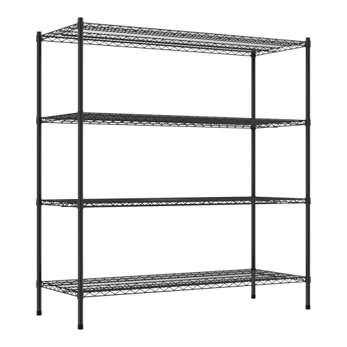 QUIET BOOK Commercial NSF Listed Black Epoxy Stationary Wire Shelving Kit 24