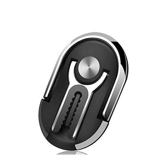 Ovtel Phone Ring Holder Stand, New 3 in 1 360°Rotation & 90° Flip Multipurpose Mobile Phone Bracket, Universal Air Vent Phone Mount and Finger Grip Ring Kickstand (Black)