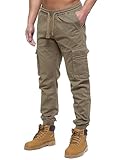 989Zé ENZO Mens Cargo Combat Jeans Elasticated Waist Cuffed Trousers Joggers EZ427 Beige 34