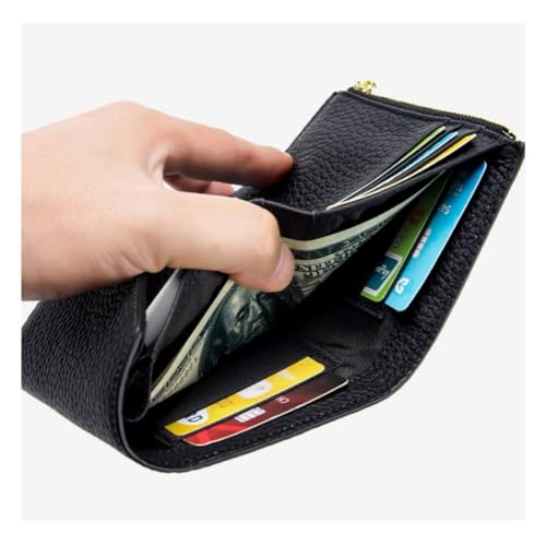 Credit Card Holder Purse with Zipper Coin Pocket Trifold Genuine Leather Small wallet for Women(Kihaki)4