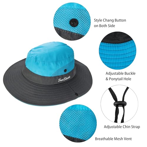 image for INOGIH Women's Outdoor UV-Protection-Foldable Sun-Hats Mesh Wide-Brim 