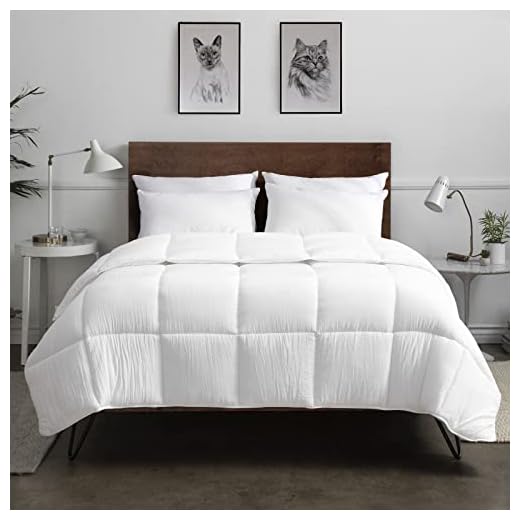 Oaken-Cat Down Alternative Duvet Insert | All Season Eucalyptus Lyocell Mixed Microfiber Comforter for Sensitive Sleeper | 250gsm Ultra-Soft Cloud Fluffy Quilted Comforter (Queen, Solid White)