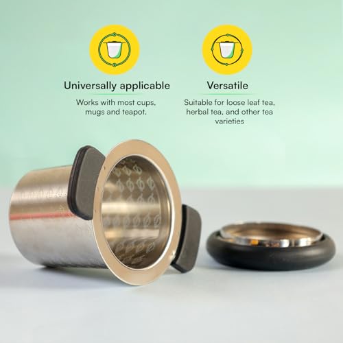 Image of Udyan Tea Perfect Tea Infuser Stainless Steel for Loose Tea | Tea Strainer with Lid & Handle | Fine Mesh Tea Filter | Tea Perfect Tea Infuser for Cup & Mug