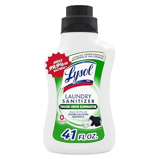 Lysol Tough Odor Eliminator Laundry Sanitizer Additive, Sanitizing Liquid for Gym Clothes and Activewear, 0% Bleach, Eliminates Odor Causing Bacteria, 41oz