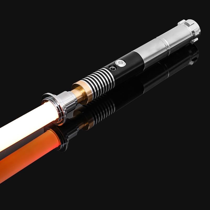 XUZ Light Up Sword for Adults Kids Metal Handle Heavy Dueling FX Sound Fonts 16 RGB Colors Rechargeable Light Sword Cosplay Party Birthday Gift Toys for Men Boys