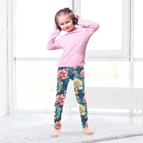 Girls Leggings Tropical Flowers Cactus Soft Toddler Leggings for Girls Kids Pants Size 4T-10T4