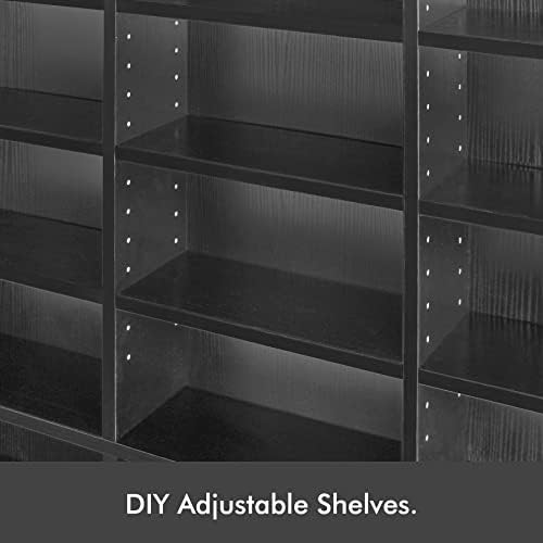 Dotcom CD Bookcase Storage Shelf Case Cabinet Rack Unit Tower Organizer Adjustable Wooden Book Bluray Video Games Up To 837 CD's Black