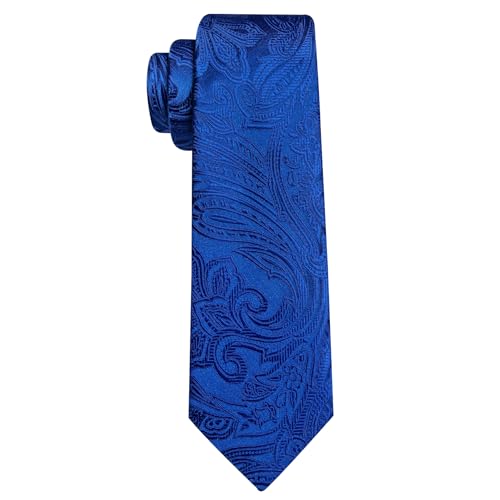 Image of Barry.Wang Men Tie Set Paisley Silk Necktie Pocket Square Cufflinks Formal Wedding Business Party