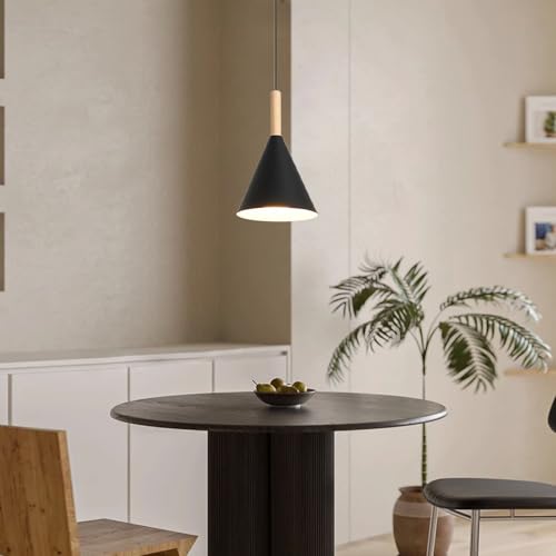 Lámpara colgante de comedor macarrón con diseño cónico e iluminación ajustable E27 4