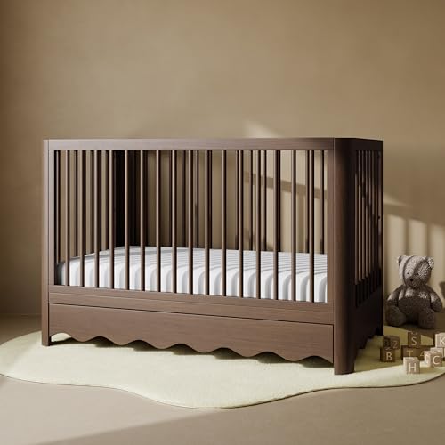 Image of Storkcraft Casablanca Convertible Crib with Drawer & Storkcraft 6-Inch Grow-with Me Premium Waterproof Dual-Sided Baby Crib & Toddler Bed Mattress (Hazelnut) - GREENGUARD Gold Certified
