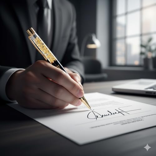 Image of Personalized Pen with Name Engraved I Metal Classy Customized Roller Ball Pens I Comfortable to Hold & Write I Gift for Men & Women Birthday Corporate Gifting (Gold Flake)
