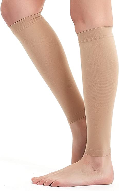 SunscreenCalf Compression Sleeve Women, Footless Compression Socks Tights Leggings, Graduated Compression, Leg and Calf Support, for Swelling Shin Splints Varicose Veins(1 Pair, One Size)