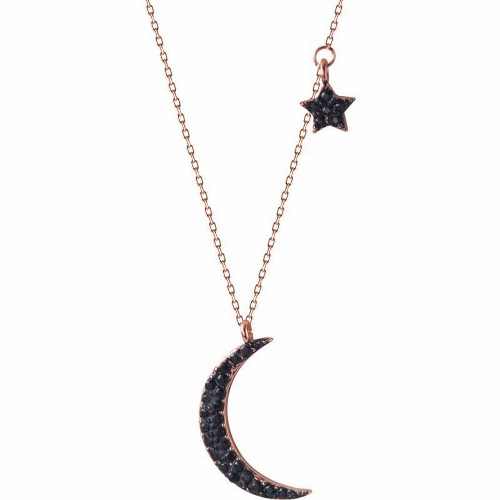 Collana Ciondolo Luna con Diamanti Freschi con Catena a Collare a Stella Dolce