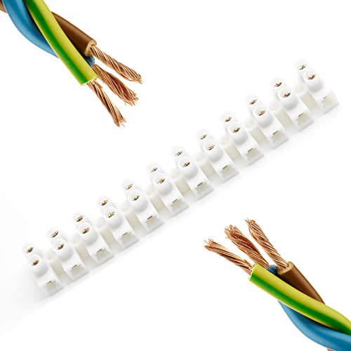 Litoexpe 20 Pcs Terminal Block White, Screw Terminal Connector, Dual Row Electric Barrier Block 12-Position Terminal Strip, 10 Amp 380 V #TOP3