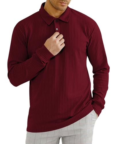 PMVRTHQV Manga larga informal para hombre, rosso, 54