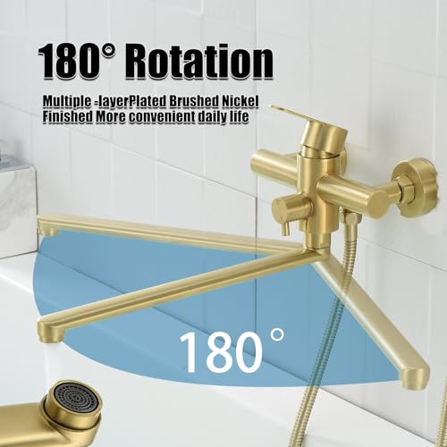 Robinet baignoire or brossé mitigeur monocommande avec bec de 22.5cm - 3