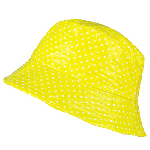 TOUTACOO, Waterproof Vinyl Bucket Rain Hat (08-Yellow Dot)