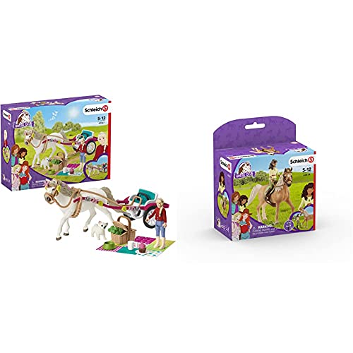 Schleich 42467 Horse Club Spielset - Kutsche für Pferdeshow, Spielzeug ab 5 Jahren & 42414 - Horse Club Sarah & Mystery