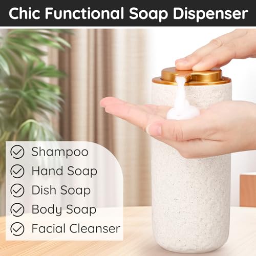 Image of Segbeauty Ceramic Foaming Hand Soap Dispenser, 16.9oz Refillable Kitchen Bathroom Foam Soap Dispenser, 500ml Empty Liquid Soap Lotion Dispenser Foaming Pump Bottle for Modern Home Farmhouse Decor