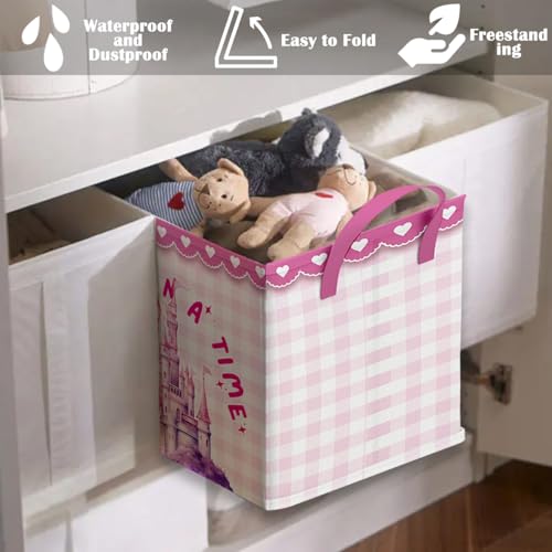 Image of Runtoo Princess Castle Baby Basket Nursery Decor Fairy Once Upon A Time Baby Shower Decorations Girls Gift Basket Toddler Toy Box Laundry Hamper Closet Storage Bins