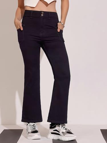 Image of Dolce Crudo Boot Cut High Rise Cropped Jeans for Women