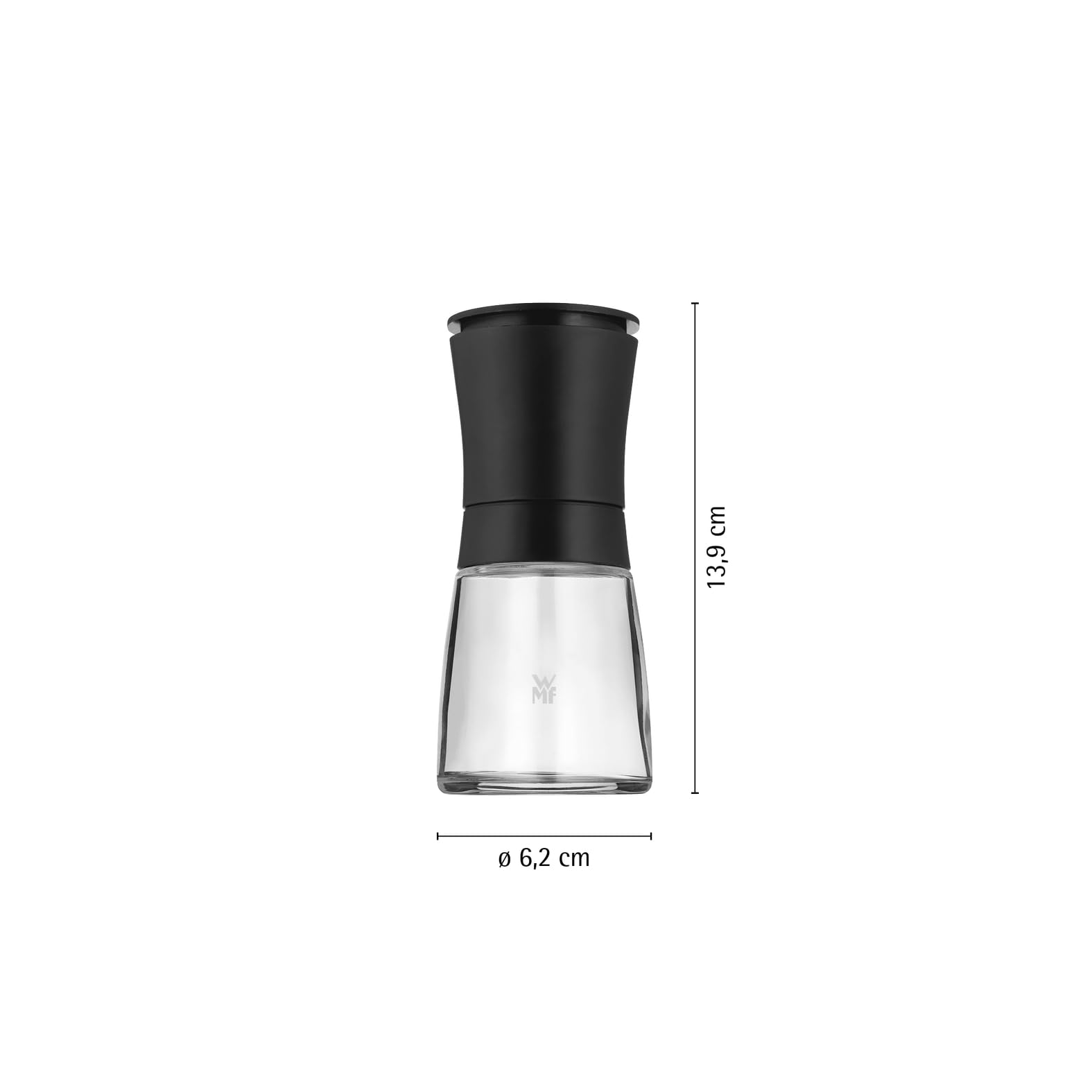 WMF Gewürzmühle mit Keramikmahlwerk – manuelle Chili-, Pfeffer- und Salzmühle aus Kunststoff und Glas, Mahlstärke einstellbar, langlebig und hygienisch, guter Küchenhelfer für frische Gewürze - 5