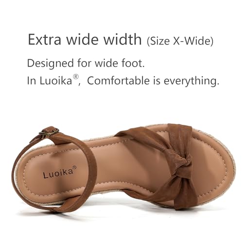 Luoika Women's Wide Width Wedge Sandals, Ankle Strap Open Toe Platform Espadrille Wedge Pump Heel Women's Sandals Concise Casual Summer Shoes.2