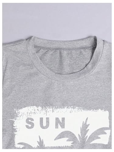 SweatyRocks Girl's Letter Graphic Tee Shirts Crew Neck Short Sleeve Vacation Summer Tops4