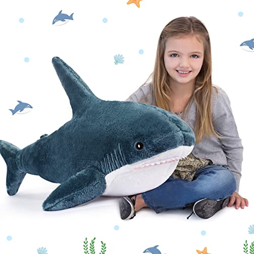 Image of Sosation Giant Shark Stuffed Animal Large Soft Shark Plush Pillow Toys Blue Shark Stuffed Ocean Animals Christmas Valentines Mother's Day Birthday Gifts for Boys Girls(23.6 Inch)