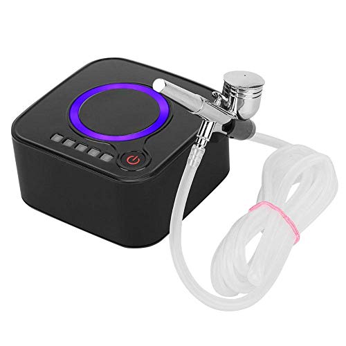 Oxygen Injection Machine, Professional Oxygen Deep Moisturizing Facial Machine Mini Household Air Compressor Airbrush Set Oxygen Sprayer Skin Rejuvenation Nano Spray Machine(Black)