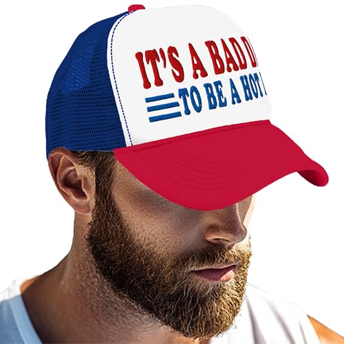 ZISaKS Its A Bad Day to Be A Hotdog Hat Funny Trucker Cap for BBQ Summer Grilling & Tailgates Bad Day to Be A Hotdog Hat White/Royal/Red