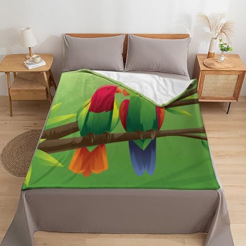Plaid perroquet en flanelle pour canapé couverture cocooning