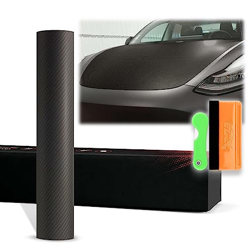 Film vinyle fibre de carbone PET 3K noir mat 30x152 cm avec kit de pose
