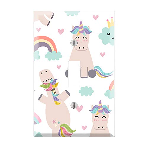 UNICORN Light Switch Cover, Unicorn Light Switch Plate, Unicorn Light Switch, Unicorn Plate Cover, Pink Rainbow Unicorn Girl Room Decor TF56