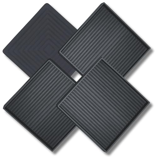 xxxHOLIC Non Slip Furniture Pads for Hardwood Floors, 4 * 4 Inch Black, Set of 4, Rubber Bed Stoppers to Prevent Sliding, Furniture Coasters for Protecting Floors from Scratches and Reduce Noise