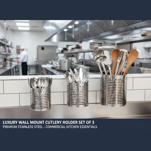 Image of FINALITY cutlery holder for kitchen accessories, Best use for spatula holder (Silver - Wall mount cutlery)